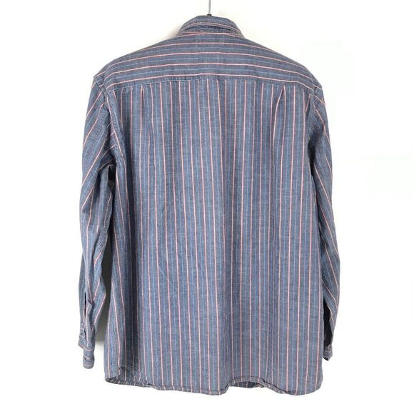 L.L. Bean Button Up Shirt Men's Large Striped Long Sleeve Cotton Casual Pockets - Picture 4 of 9